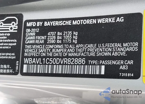 2013 BMW X1 xDrive28I z USA, uszkodzony, nr VIN WBAVL1C50DVR82886